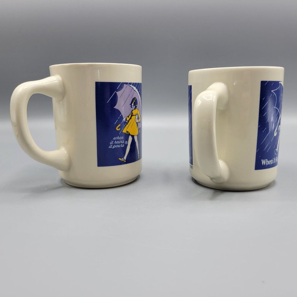 Morton Salt Vintage Mug Set Of 4 Ceramic Coffee Cups 1914 1921 1956 1968 Designs - Picture 7 of 16